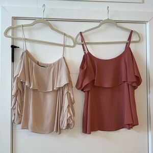 (2) Flowy Off the Shoulder Blouses Zara & Bobeau Size L